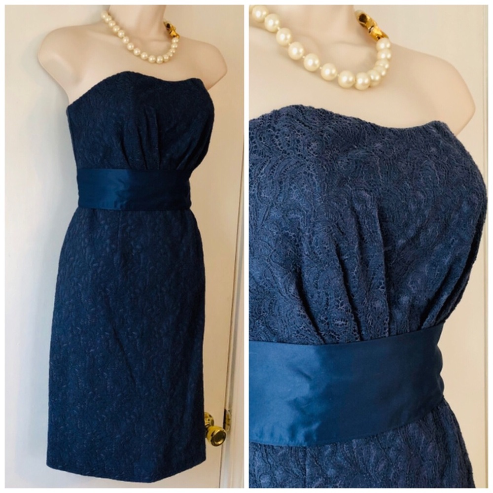🛍BOGO Strapless Navy Lace Dress Formal Prom